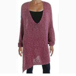 Free People Womens Purple Pointelle Asymmetric